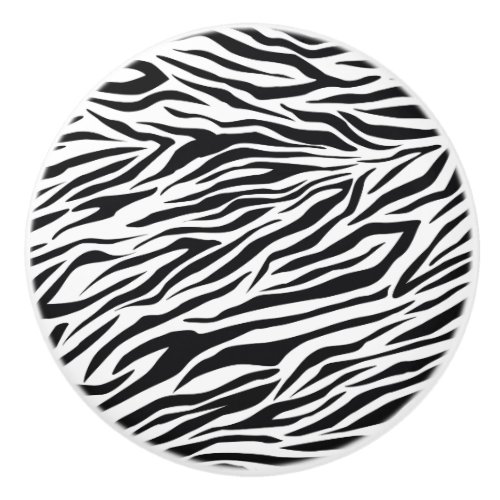 Black and White Zebra Stripes Pattern Ceramic Knob