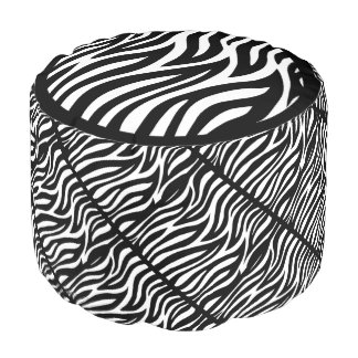 Black and White Zebra Stripes Pouf