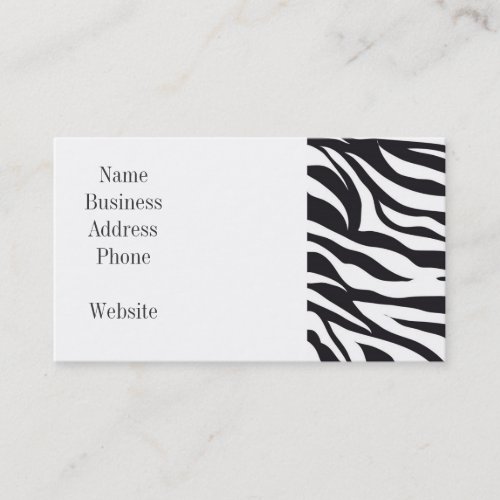 Black and White Zebra Stripes Print Pattern Gifts Business Card Template