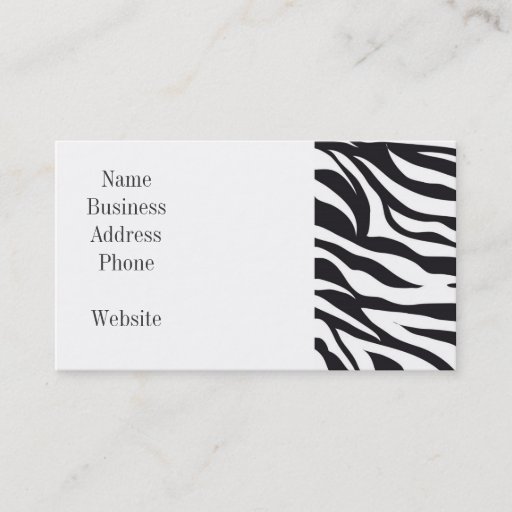 Customizable Black and White Zebra Stripes Print Pattern Gifts Business Card Template