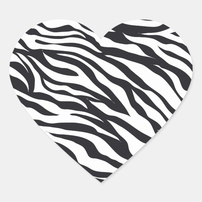 Black and White Zebra Stripes Print Pattern Gifts Heart Sticker (Front)
