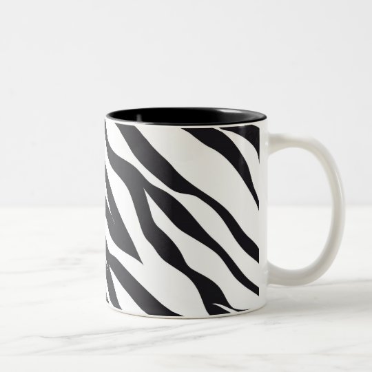 Black and White Zebra Stripes Print Pattern Gifts Two-Tone Coffee Mug