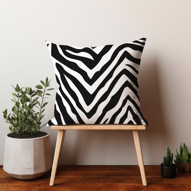 Black and White Zebra Stripes Throw Pillow (Creator Uploaded)