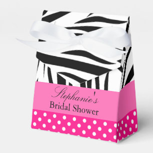 Black and White Zebra with Hot Pink Bridal Shower Favor Boxes