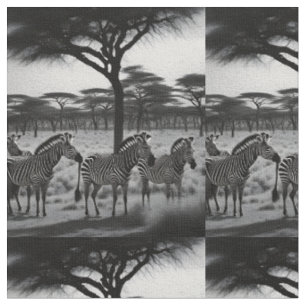 Black And White Zebras In Africa, Fabric