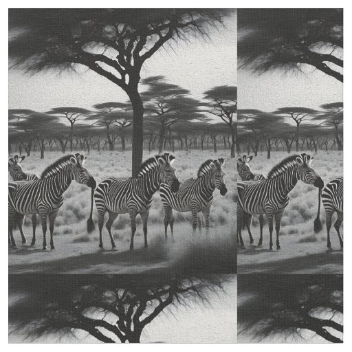 Black And White Zebras In Africa, Fabric