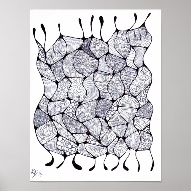 Black and White Zia Tangle Poster (Front)