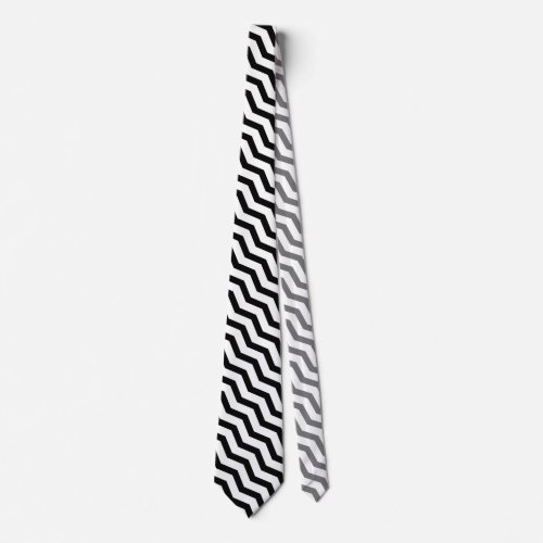 Black and white zig zag chevron pattern neck tie