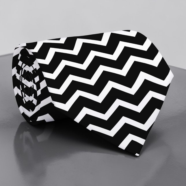 Black and White Zig Zag Custom Necktie (Creator Uploaded)