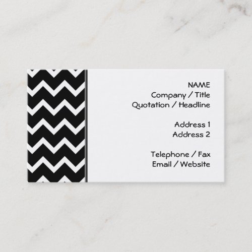 Black and White Zig Zag Pattern. Business Card Template