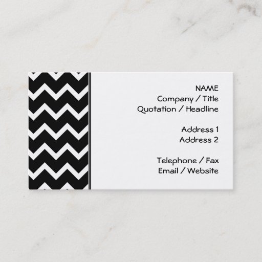 Customizable Black and White Zig Zag Pattern. Business Card Template