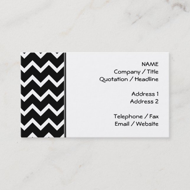 Black and White Zig Zag Pattern. Business Card (Front)
