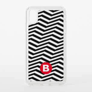 Black and White Zig Zag Pattern Red Monogram Speck iPhone XS Max Case