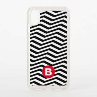 Black and White Zig Zag Pattern Red Monogram Speck iPhone XS Max Case