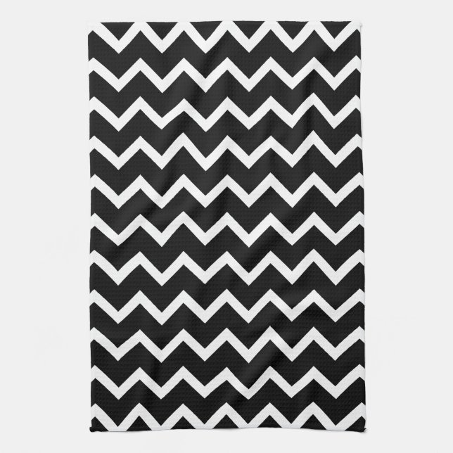 Black and White Zig Zag Pattern. Towel (Vertical)