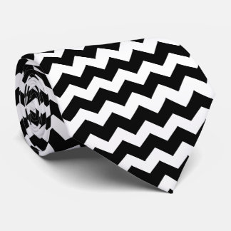 Black And White Zig Zag Stripe Neck Tie