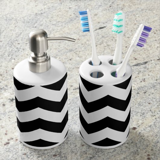Black and White Zig Zag Tootbrush Holder (Front)