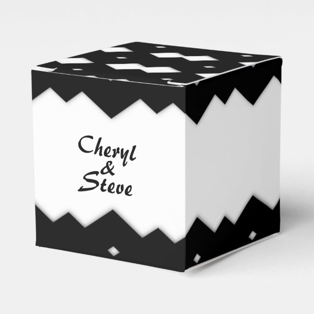 Black and White Zig Zags Design Favor Box (Front Side)