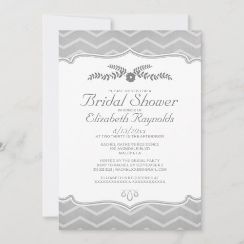 Black And White Zigzag Bridal Shower Invitations