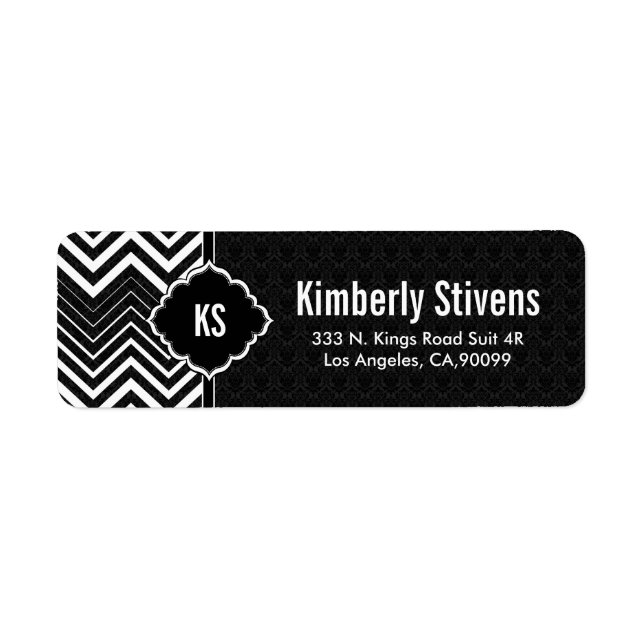 Black And White Zigzag Chevron Label (Front)