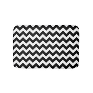 Black and White Zigzag Chevron Pattern Bath Mat