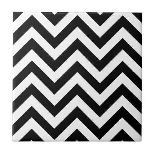 Black and white Zigzag Chevron Pattern Tile