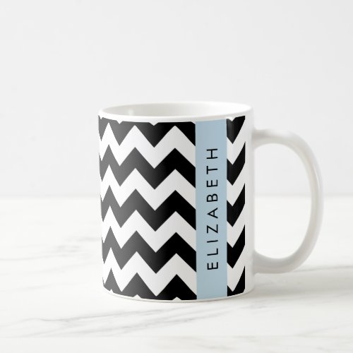 Black and White Zigzag Chevron Pattern Your Name Coffee Mug