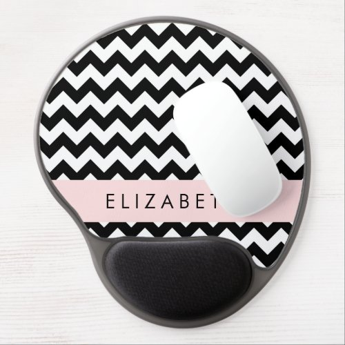 Black and White Zigzag Chevron Pattern Your Name Gel Mouse Pad