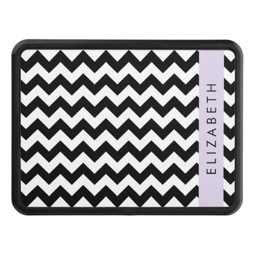 Black and White Zigzag Chevron Pattern Your Name Hitch Cover