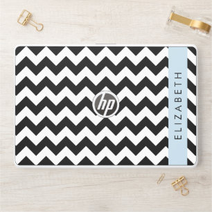 Black and White Zigzag, Chevron Pattern, Your Name HP Laptop Skin