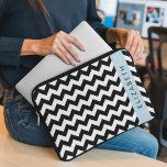 Black and White Zigzag, Chevron Pattern, Your Name Laptop Sleeve<br><div class="desc">Elegant,  stylish and sophisticated zigzag (chevron) pattern in black and white color. Modern and trendy gift,  perfect for the zigzag lover in your life. Personalize by adding your name,  nickname,  monogram or initials.</div>
