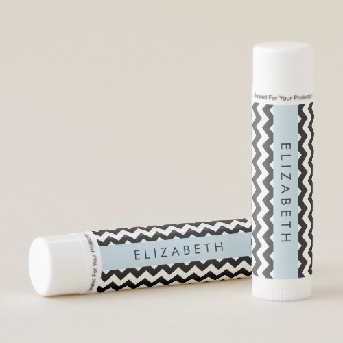 Black and White Zigzag Chevron Pattern Your Name Lip Balm