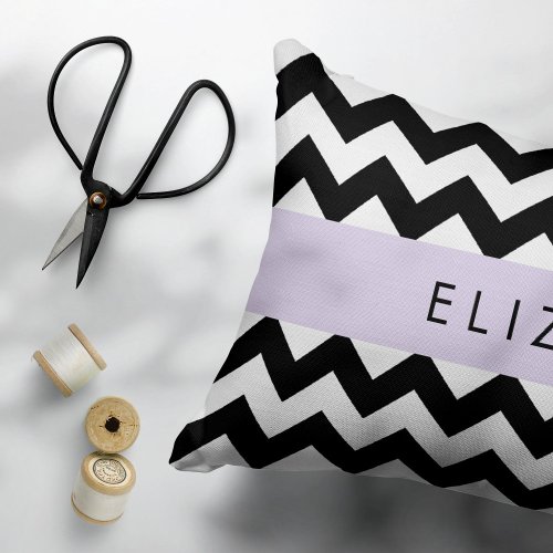 Black and White Zigzag Chevron Pattern Your Name Pet Bed