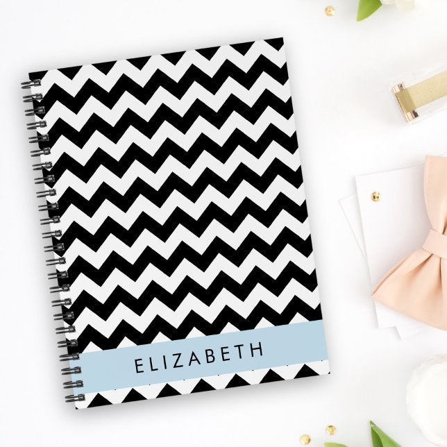 Black and White Zigzag, Chevron Pattern, Your Name Planner (Creator Uploaded)