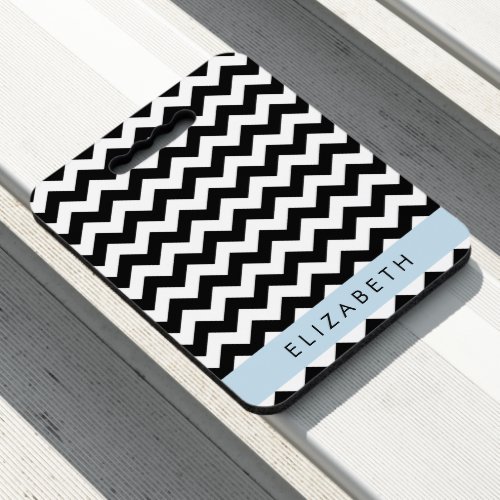 Black and White Zigzag Chevron Pattern Your Name Seat Cushion