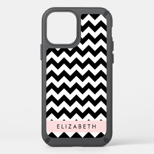 Black and White Zigzag Chevron Pattern Your Name Speck iPhone 12 Case