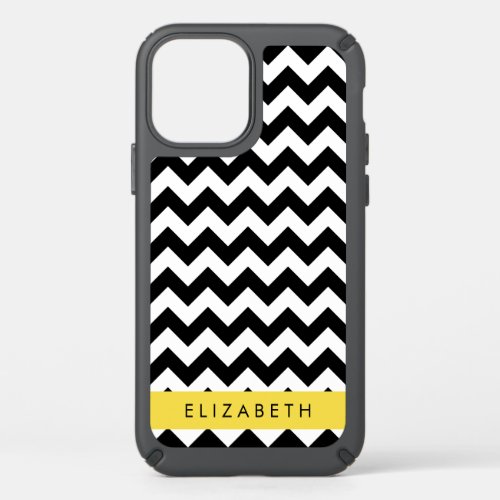 Black and White Zigzag Chevron Pattern Your Name Speck iPhone 12 Case