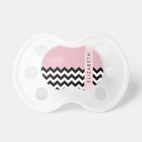 Black and White Zigzag Chevron Pink Your Name Pacifier