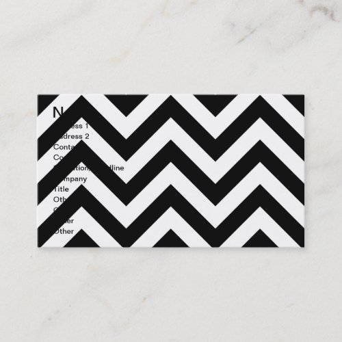 Black and white  Zigzag Chevrons Pattern Business Card