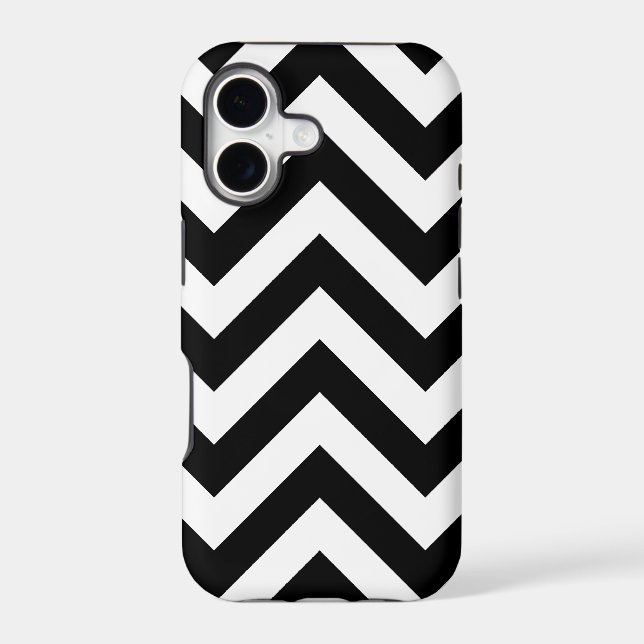 Black and white  Zigzag Chevrons Pattern Iphone Case (Back)