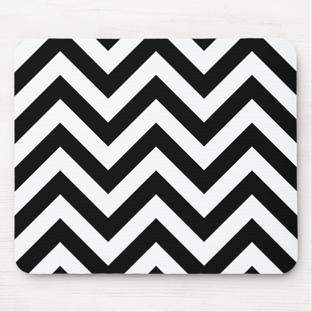 Black and white  Zigzag Chevrons Pattern Mouse Pad (Front)