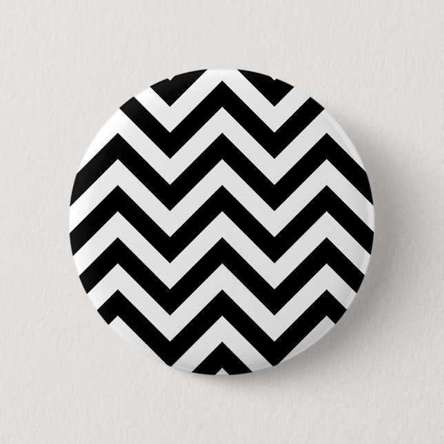 Black and white  Zigzag Chevrons Pattern Pinback Button (Front)