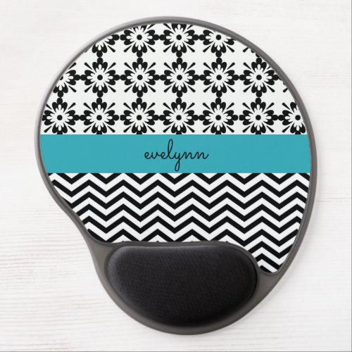 Black and White zigzag floral Personalized Gel Mouse Pad