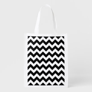 Black and White Zigzag Grocery Bag