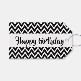 Black And White Zigzag Happy Birthday Custom