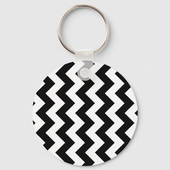 Black and White Zigzag Keychain (Front)