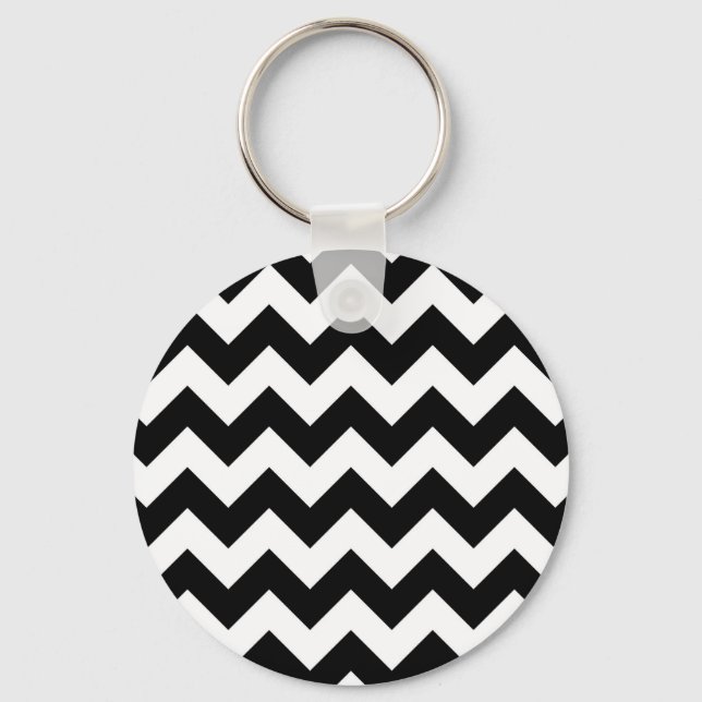 Black and White Zigzag Keychain (Front)