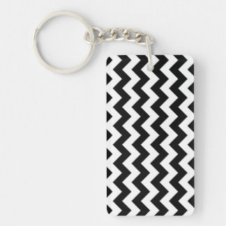 Black and White Zigzag Keychain