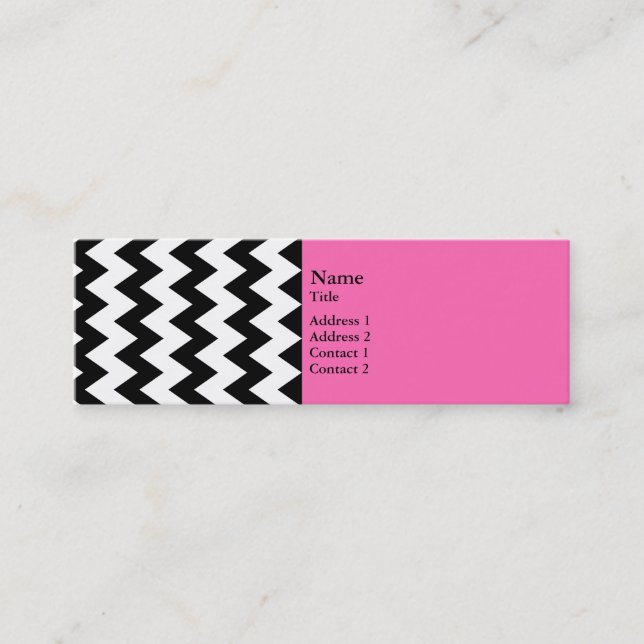 Black and White Zigzag Mini Business Card (Front)