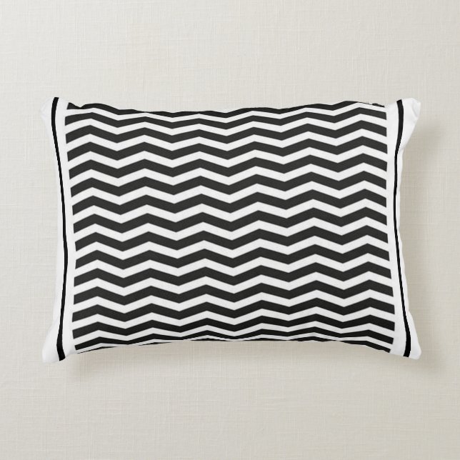 Black and White Zigzag Pattern  Accent Pillow (Front)